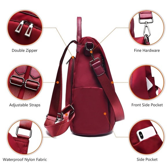 Backpack Waterproof Nylon Anti-theft Rucksack - Picture 5 of 6